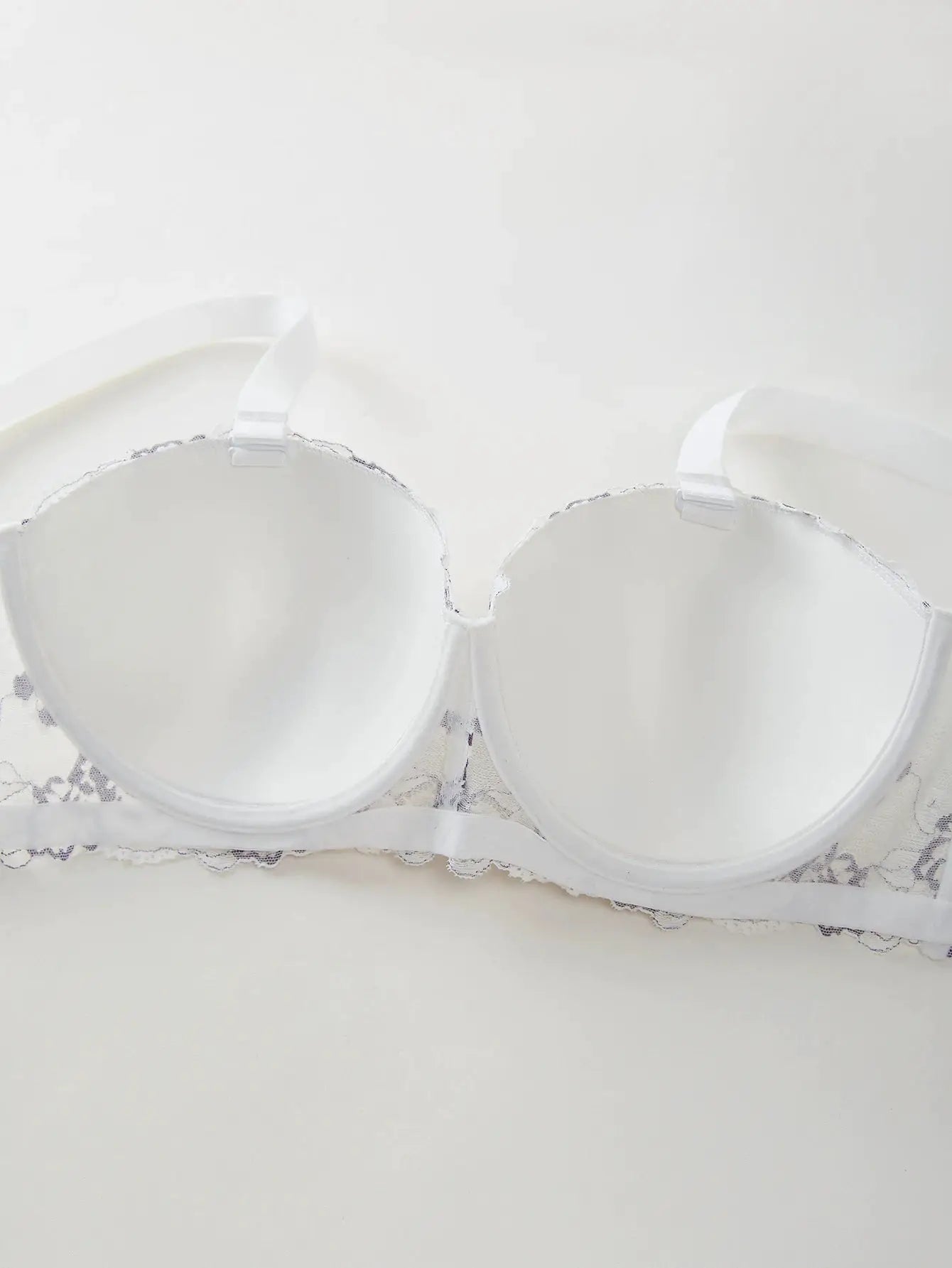 Simples Market daily wide-strap lace embroidery push-up bra, white underwire lingerie