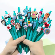 Simples Market nurse-themed medical pens set, teal plastic ballpoint with random medical toppers.