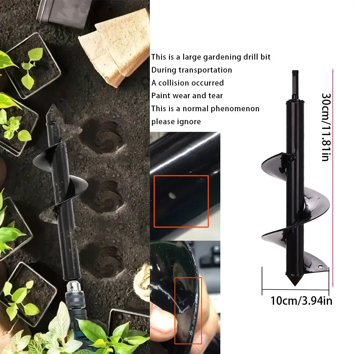 Spiral Hole Drill Bit For Gardening Planting Attach To Corded Or Cordless Drill For Easy Soil Loosening And Hole Digging