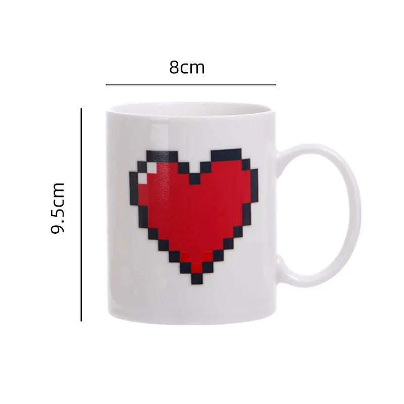 330ml Peach Heart Color Changing Ceramic Cup Magic Mug Heat Revealed Heart Design Coffee Mug Valentines Day Gift