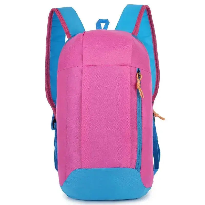 Men's outdoor lightweight sports backpack by Simples Market, pink with blue accents