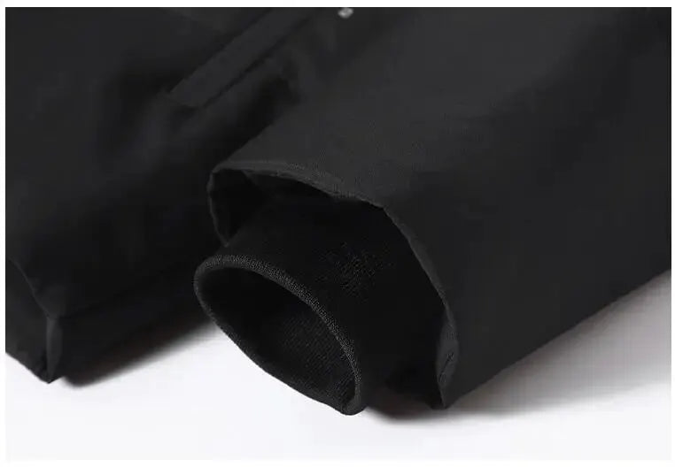 Winter men's hooded short black puffer jacket by Simples Market, inner knit cuff detail