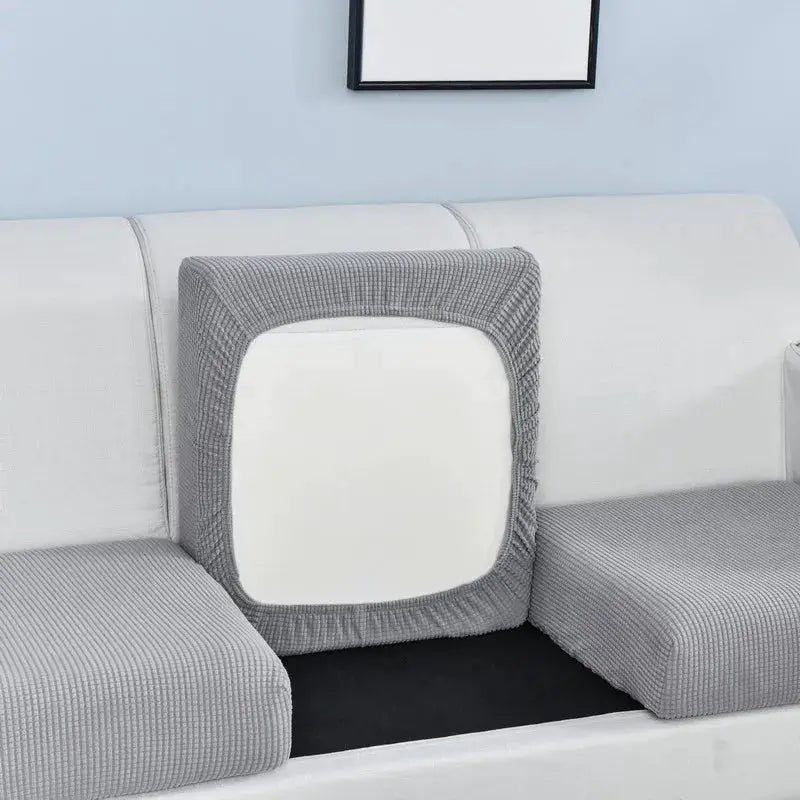 Polar fleece sofa seat cushion cover, grey elastic protector by Simples Market