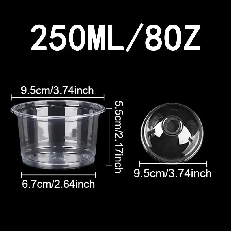 50Pcs Disposable Transparent Cups With Dome And Flat Lids For Milk Tea Coffee Juice Desserts
