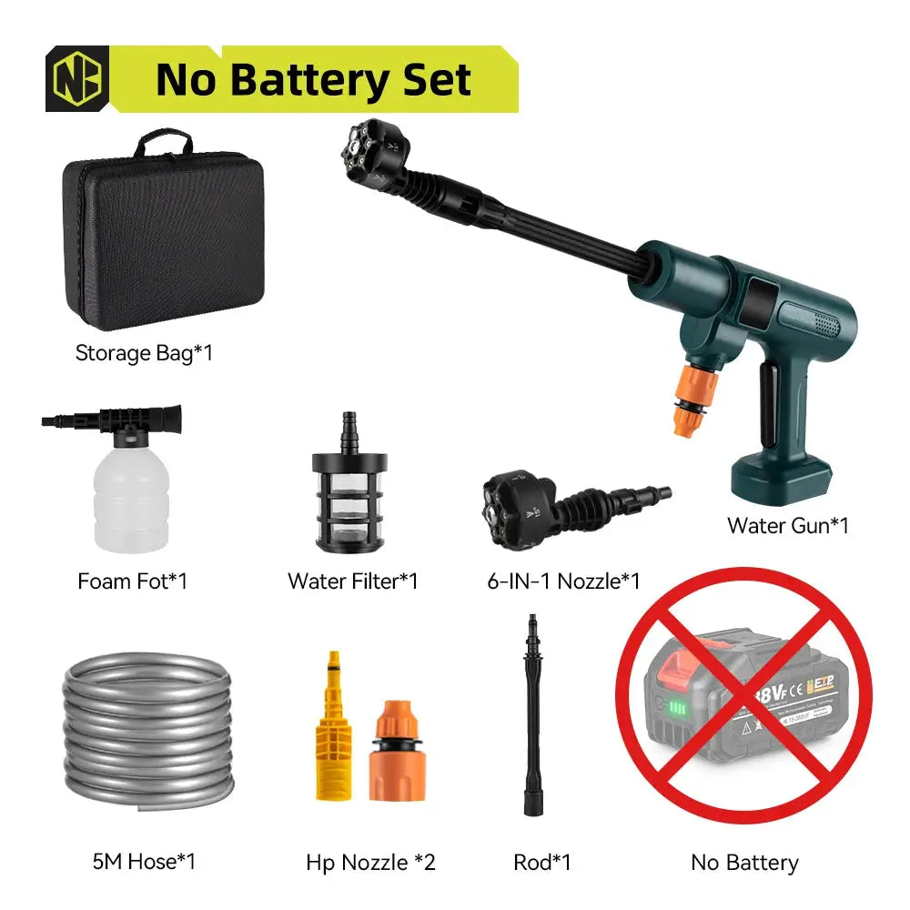 Newbeny 200Bar Brushless High Pressure Washer Gun 6 In 1 Electric Cordless Garden Washing Water Spray For Makita Battery