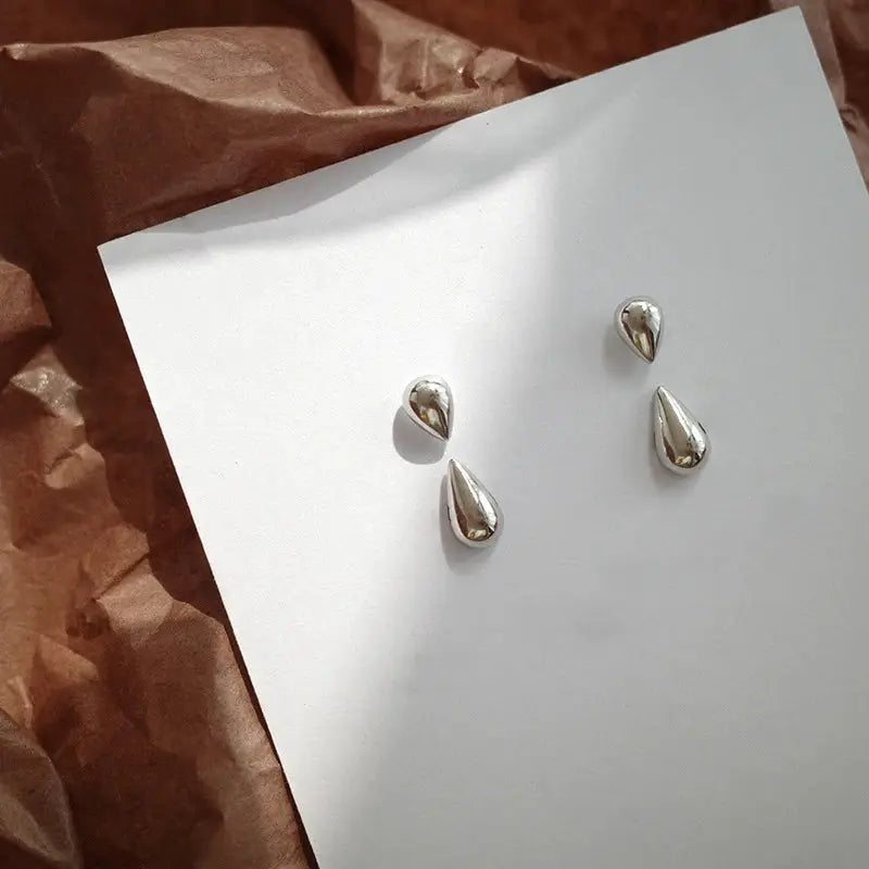 Minimalist Water Drop Earrings For Women Compact Glossy Ear Stud Fashion Jewelry Accessories