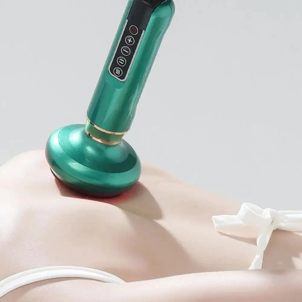 Simples Market handheld cellulite massager with green suction-cup head and hot-compress function for body slimming
