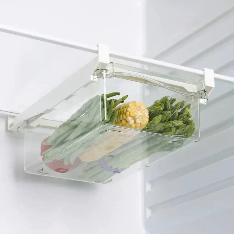 Refrigerator Drawer Style Food Storage Box With Sliding Design For Fruit And Produce Shelf Organizer