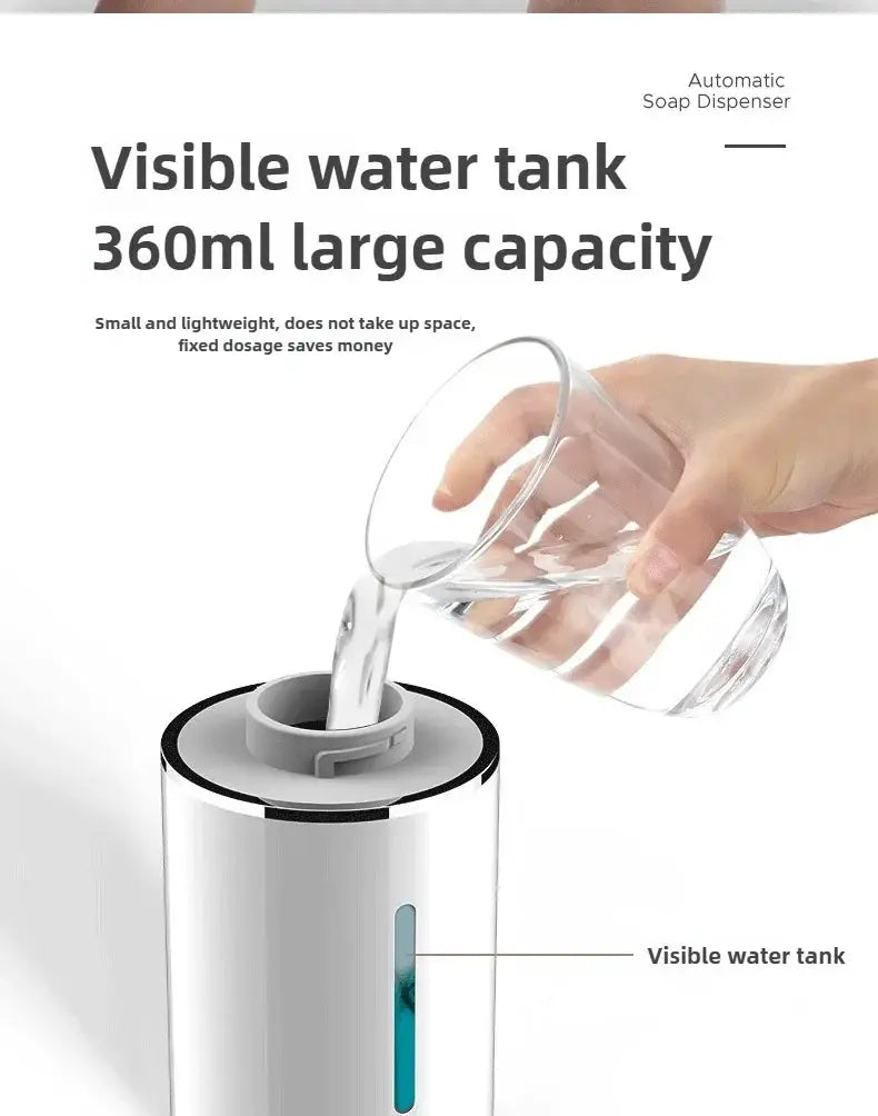 Simples Market automatic sensing soap dispenser, white plastic, wall-mounted with visible 360ml water tank