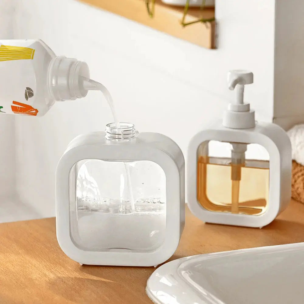 Large Capacity Transparent Visible Plastic Press Bottle Dispenser For Travel Kitchen And Bathroom