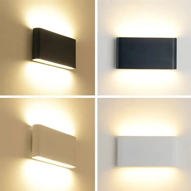 LED wall lamp 4-pack; aluminum outdoor waterproof wall lights in black, navy, white and gray finishes Simples Market