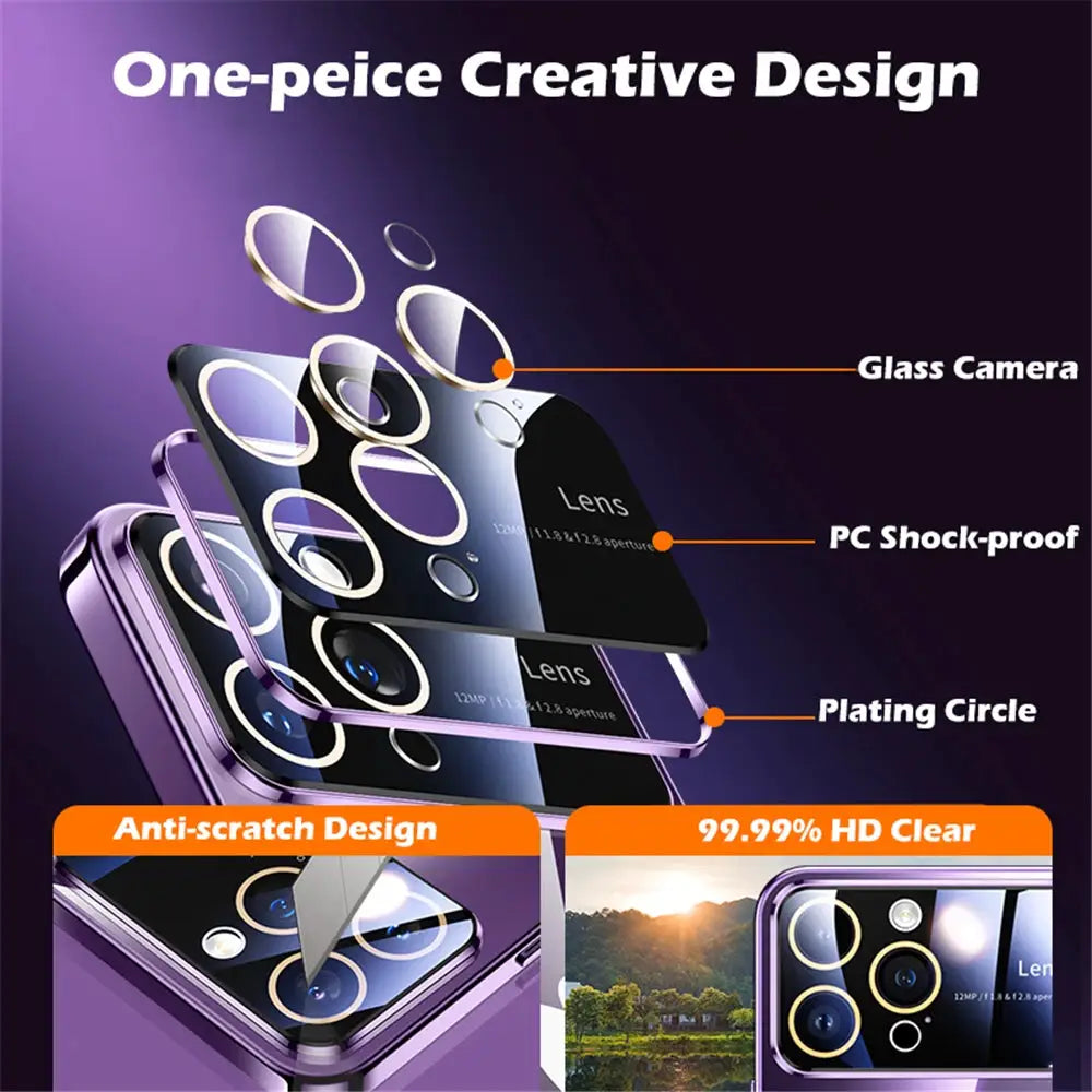 LuxGuard Luxury Plating Clear Hard PC Case For iPhone 11 To 17 Pro Max With Glass Lens Protection Transparent Bumper