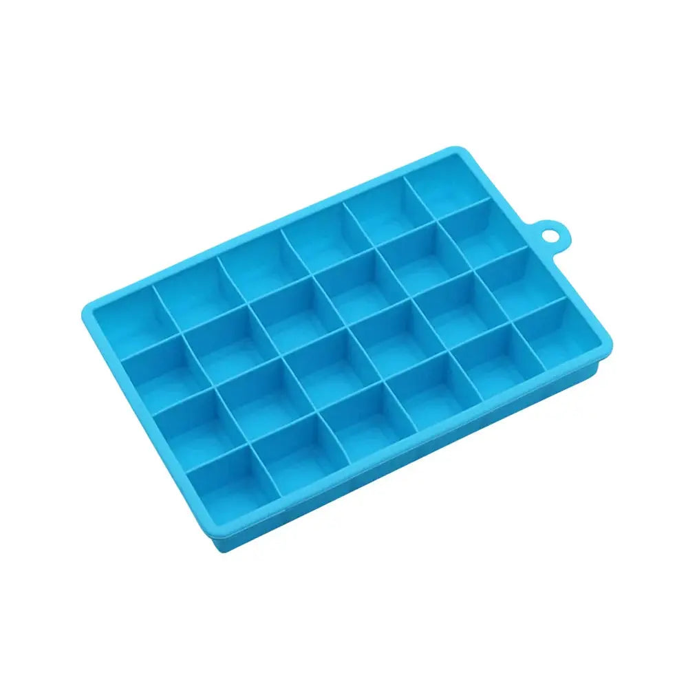 Silicone ice cube mold tray, blue with square cavities, Simples Market