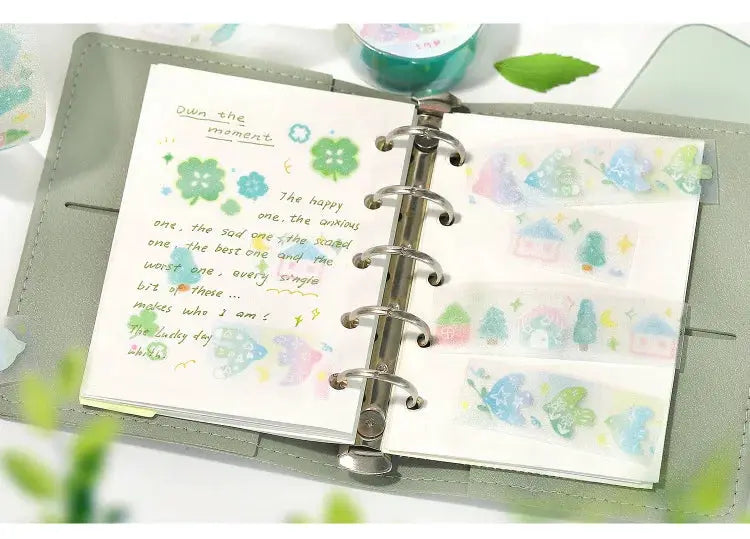 Decorative adhesive tapes set in a ring binder by Simples Market; pastel washi tapes for journaling and scrapbooking
