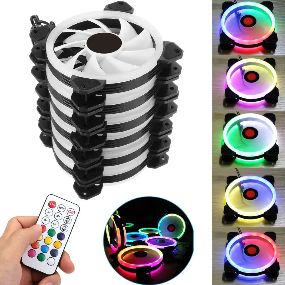 Simples Market 6x 120mm RGB computer case fans with IR remote, white blades