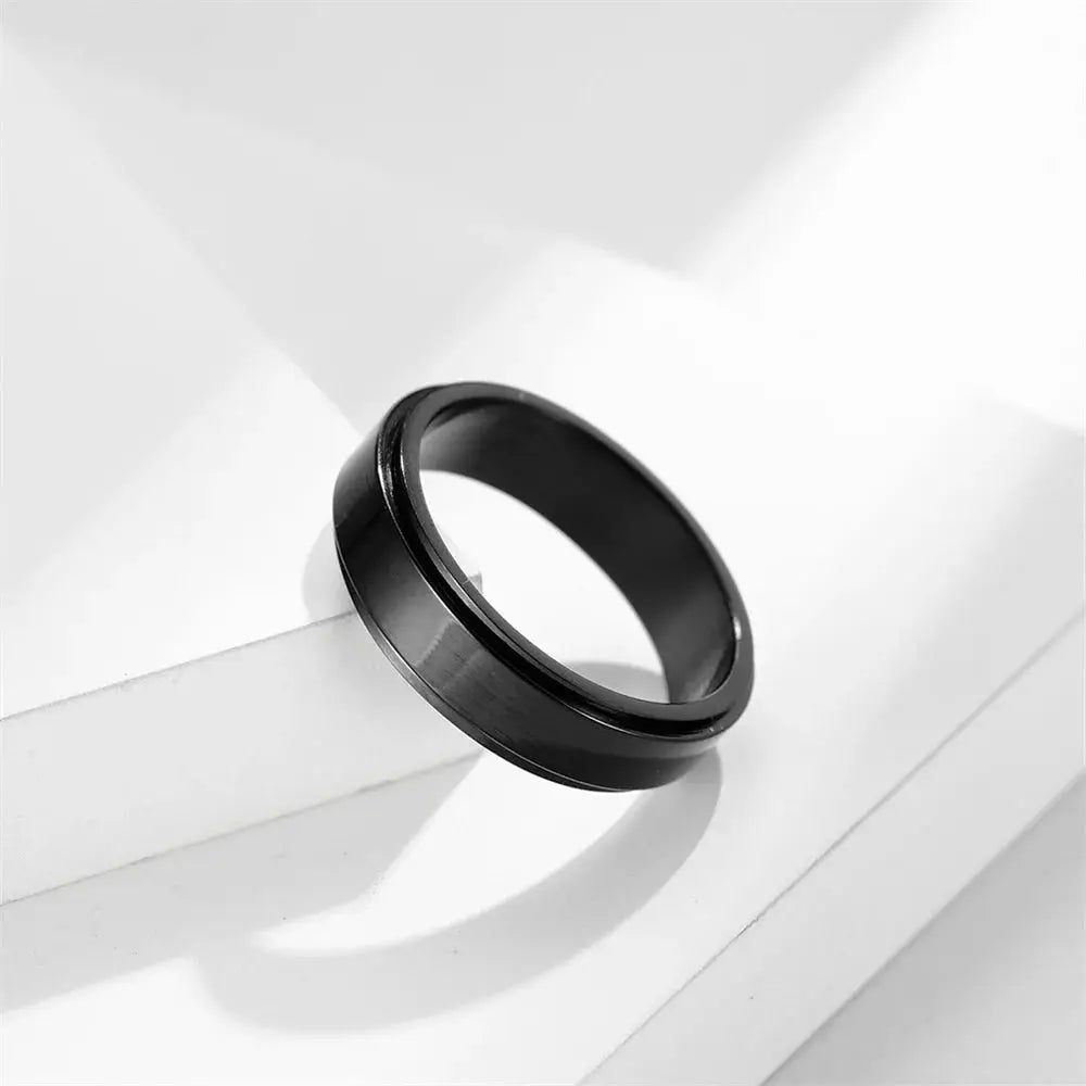Anxiety Fidget Spinner Ring Stainless Steel Unisex Spinning Band Black Or Silver Anti Stress Jewelry