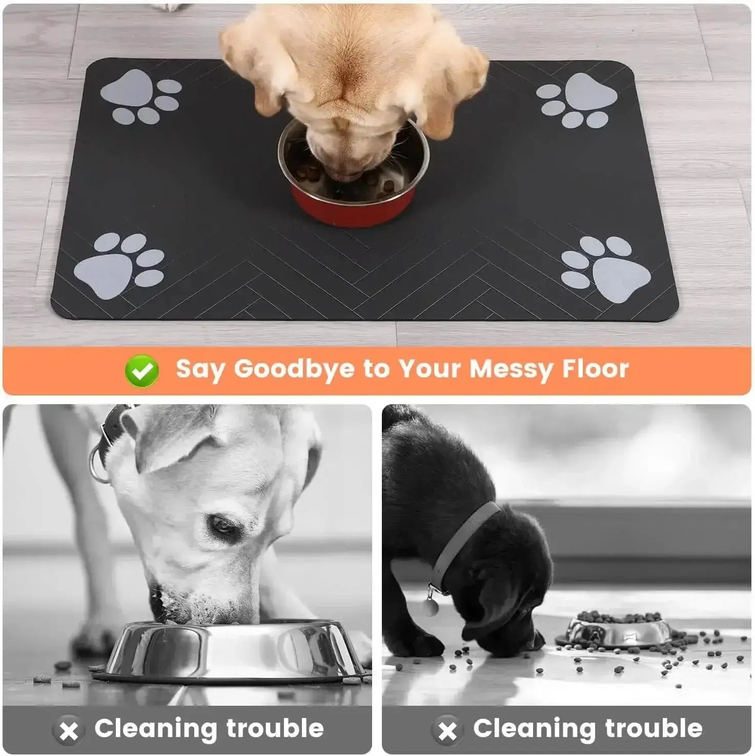 Absorbent Pet Feeding Mat With Waterproof Rubber Backing Non Slip For Dog And Cat Food And Water Bowls Quick Dry