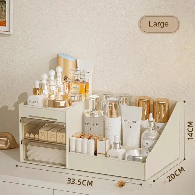 NovaCasa Transparent Drawer Makeup Box for Dorms, Clear View Cosmetic Organizer for Desk and Dressing Table