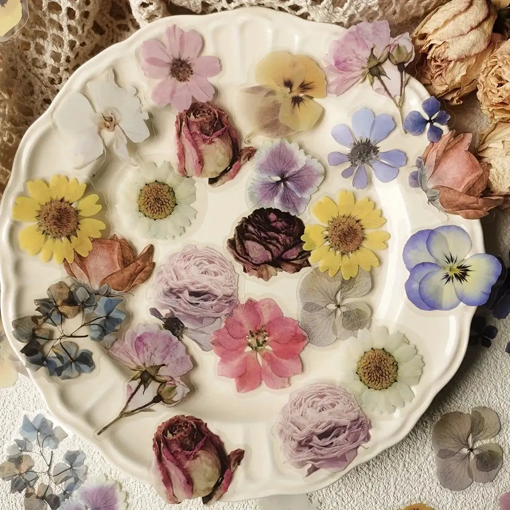 40 Pcs Rose Plant PET Stickers For Scrapbooking And Planner Decoration Flowers And Leaves