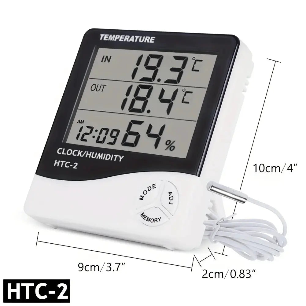 LED Thermometer And Thermo Hygrometer Clock Weather Station With Alarm
