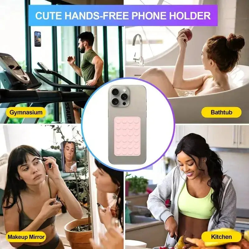 GripMate Silicone Suction Phone Holder Mat Wall Stand With Anti Slip Square Design For Apple Phones