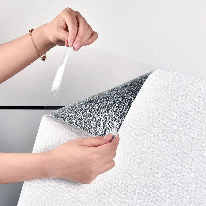 Linen 3D foam self-adhesive PVC wallpaper, white textured thickened waterproof wall decor