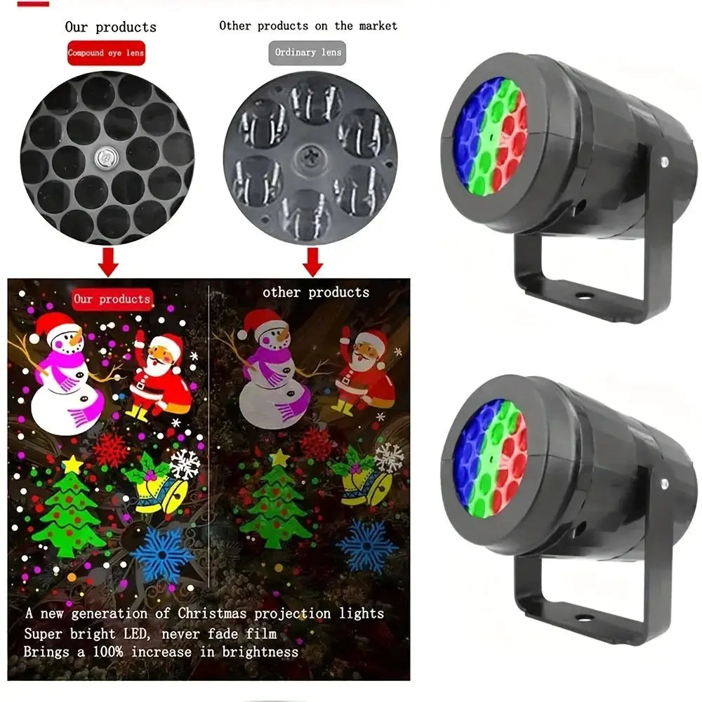 Snowflake Christmas Laser Projector Light With 16 Patterns Waterproof Rotating LED Stage Lights For Indoor Outdoor Decor