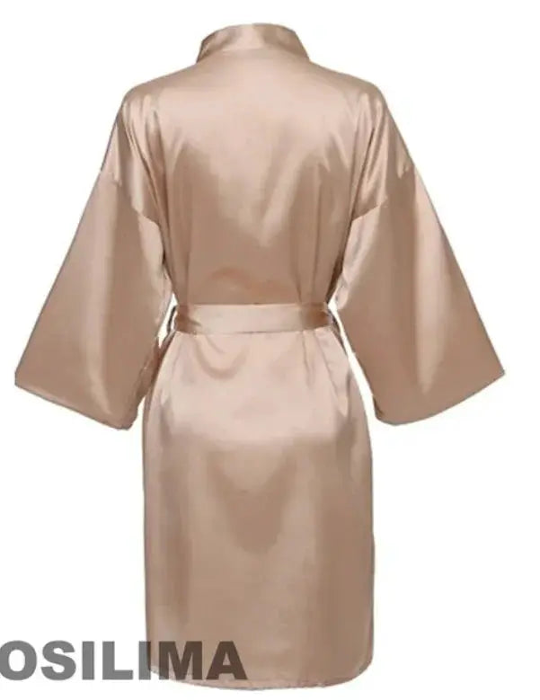 BridalGlow Team Bride Satin Kimono Robe for Weddings Black Lettering Bridesmaid Pajama Bathrobe