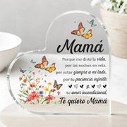 Heart-shaped transparent acrylic ornament with colorful flowers and butterflies, mom gift by Simples Market