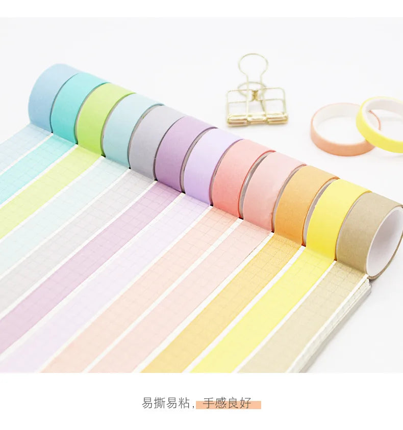 Washi tape set with rainbow pastel colors, 6/12 rolls for DIY scrapbooking, by Simples Market