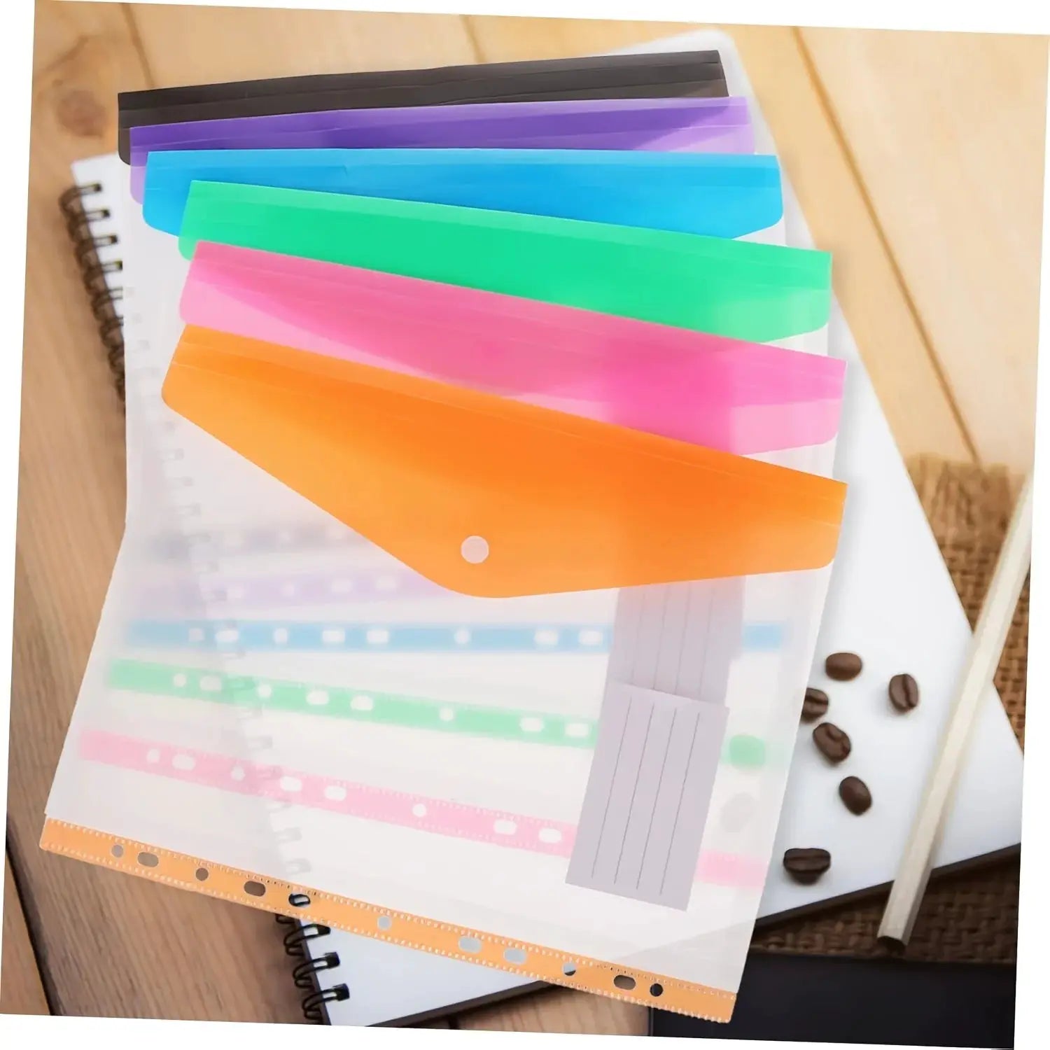 Simples Market 6pc A4 binder pockets in assorted colors with record labels