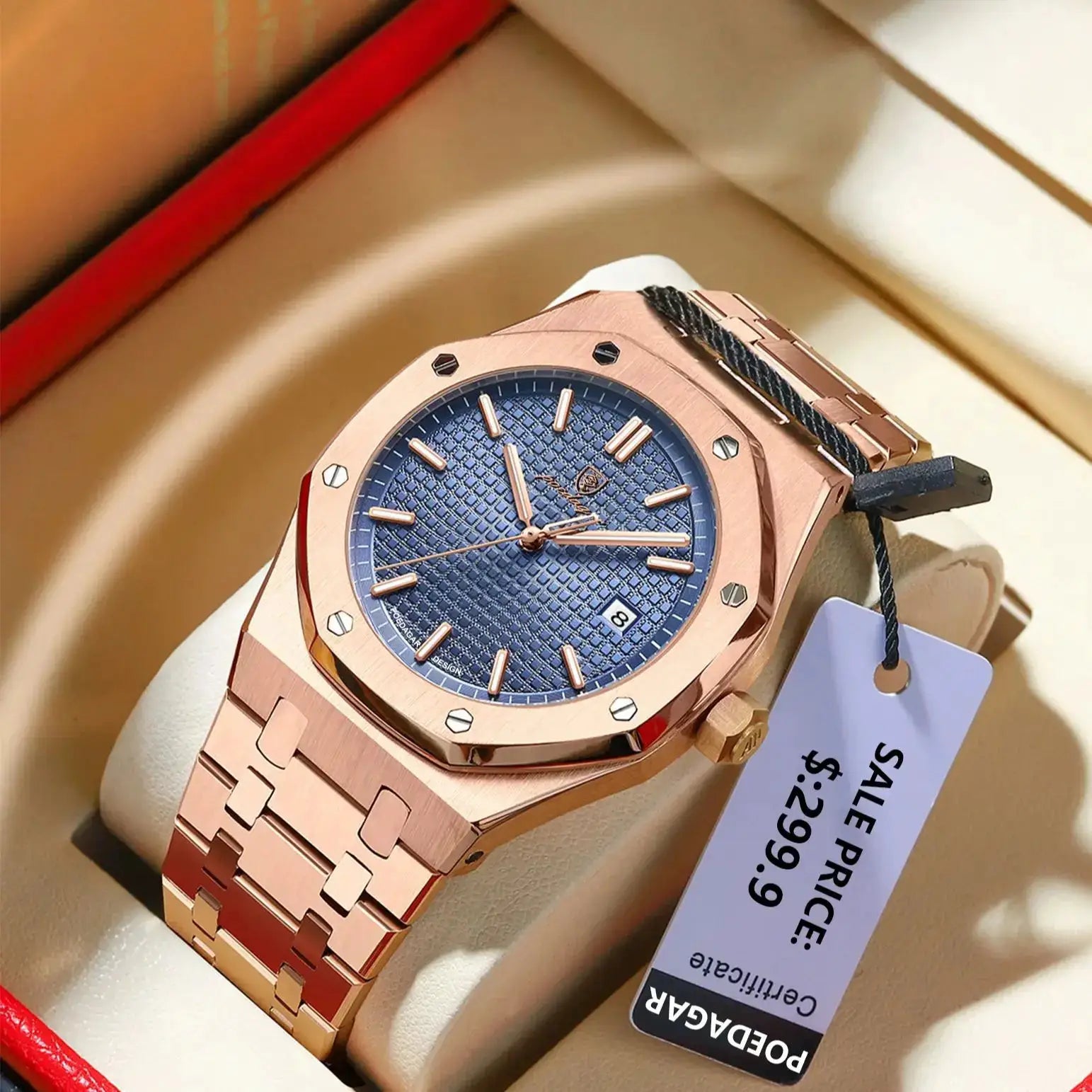 POEDAGAR Luxury Business Wristwatch For Men Stainless Steel Waterproof With Luminous Date Display Quartz Movement