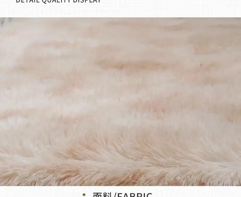 Round plush rug mat by Simples Market, white fluffy shag with thick pile for living room or bedroom.