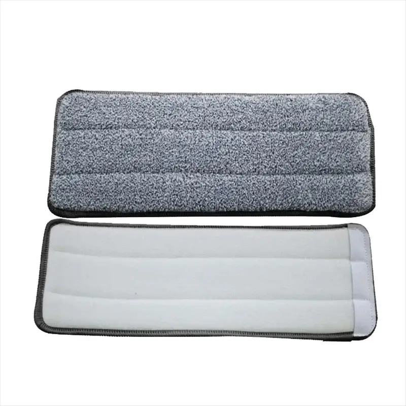2-pack microfiber mop pads, gray top with white underside, washable and reusable