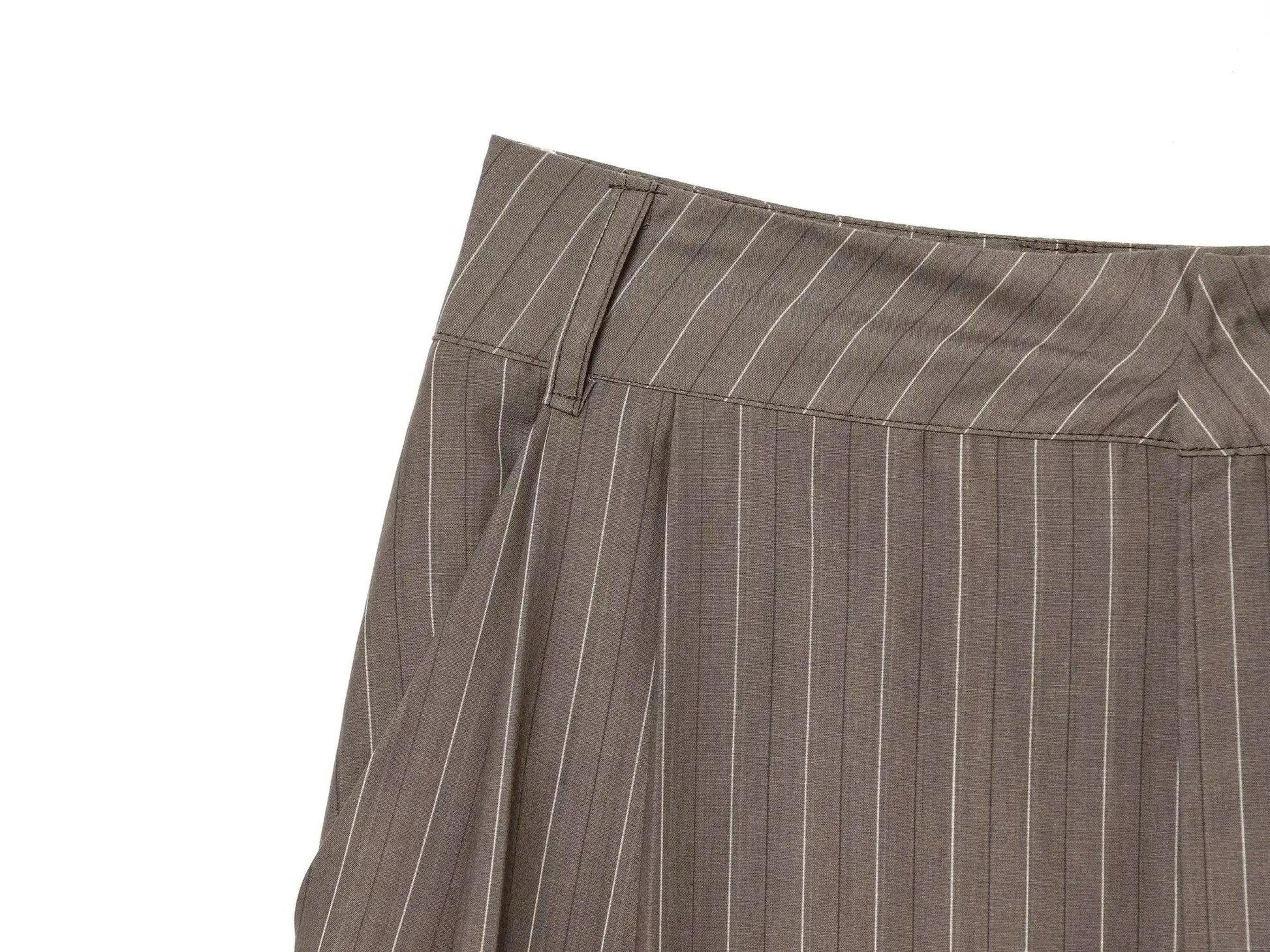 Simples Market KONDALA brown pinstripe suit pants with belt-loop waistband