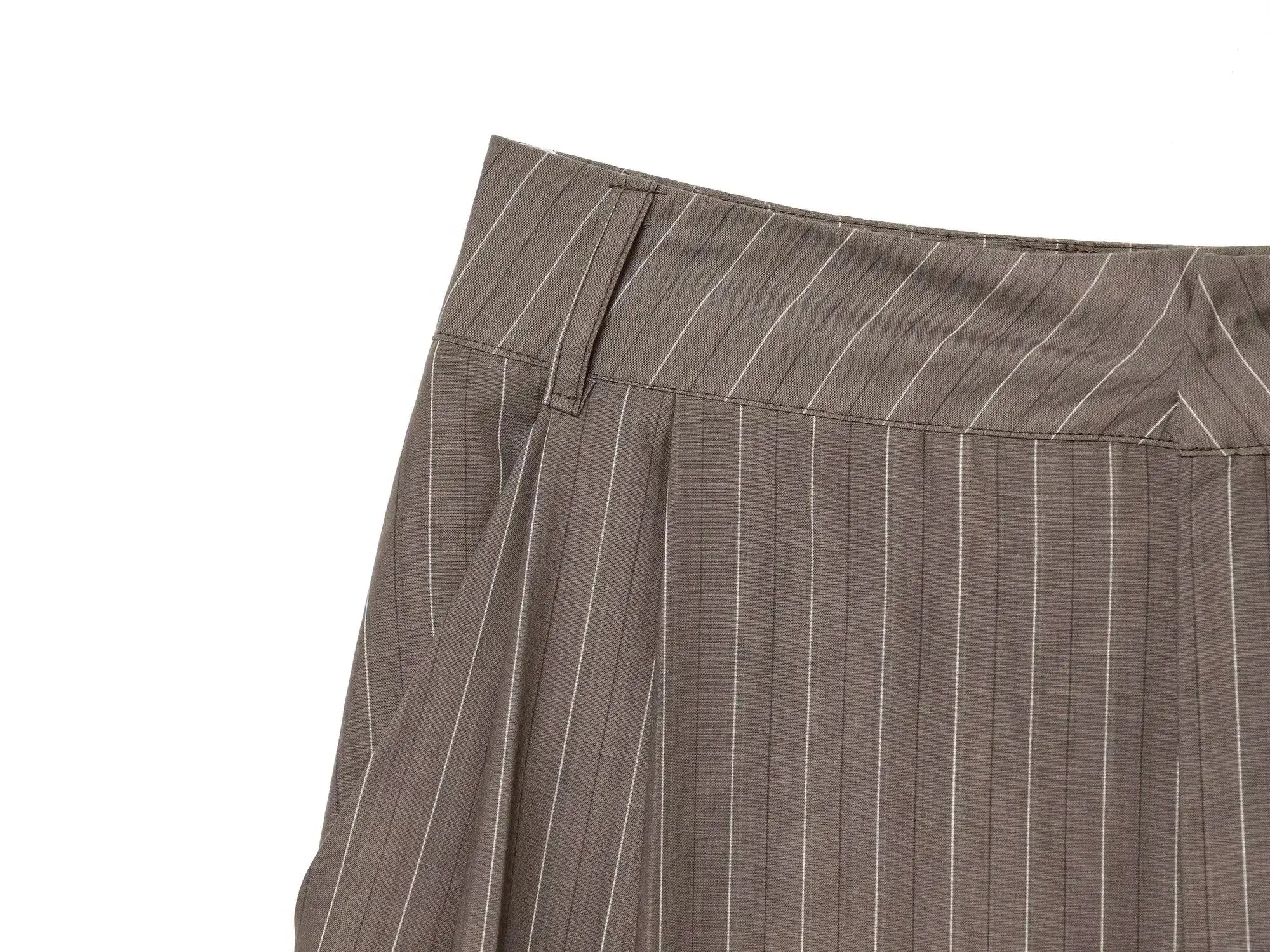 Simples Market KONDALA brown pinstripe suit pants with belt-loop waistband