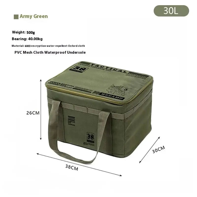 30L army green insulated waterproof tactical camping bag by Simples Market with dual carry handles