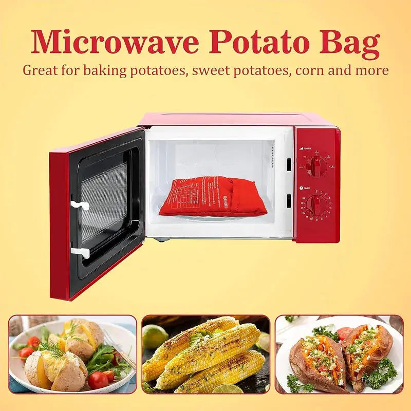 Reusable Express Microwave Potato Bag for Perfect Baked Potatoes in Minutes Red 4 Minutes Pouch
