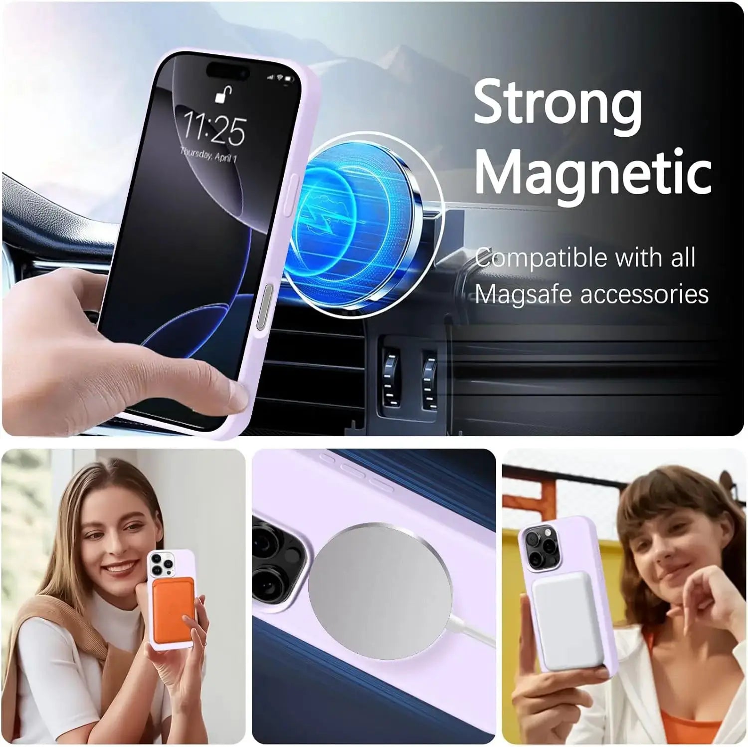 Official Magnetic Phone Case For iPhone 11 To 16 Pro Max With MagSafe And Lanyard Silicone Soft Cover