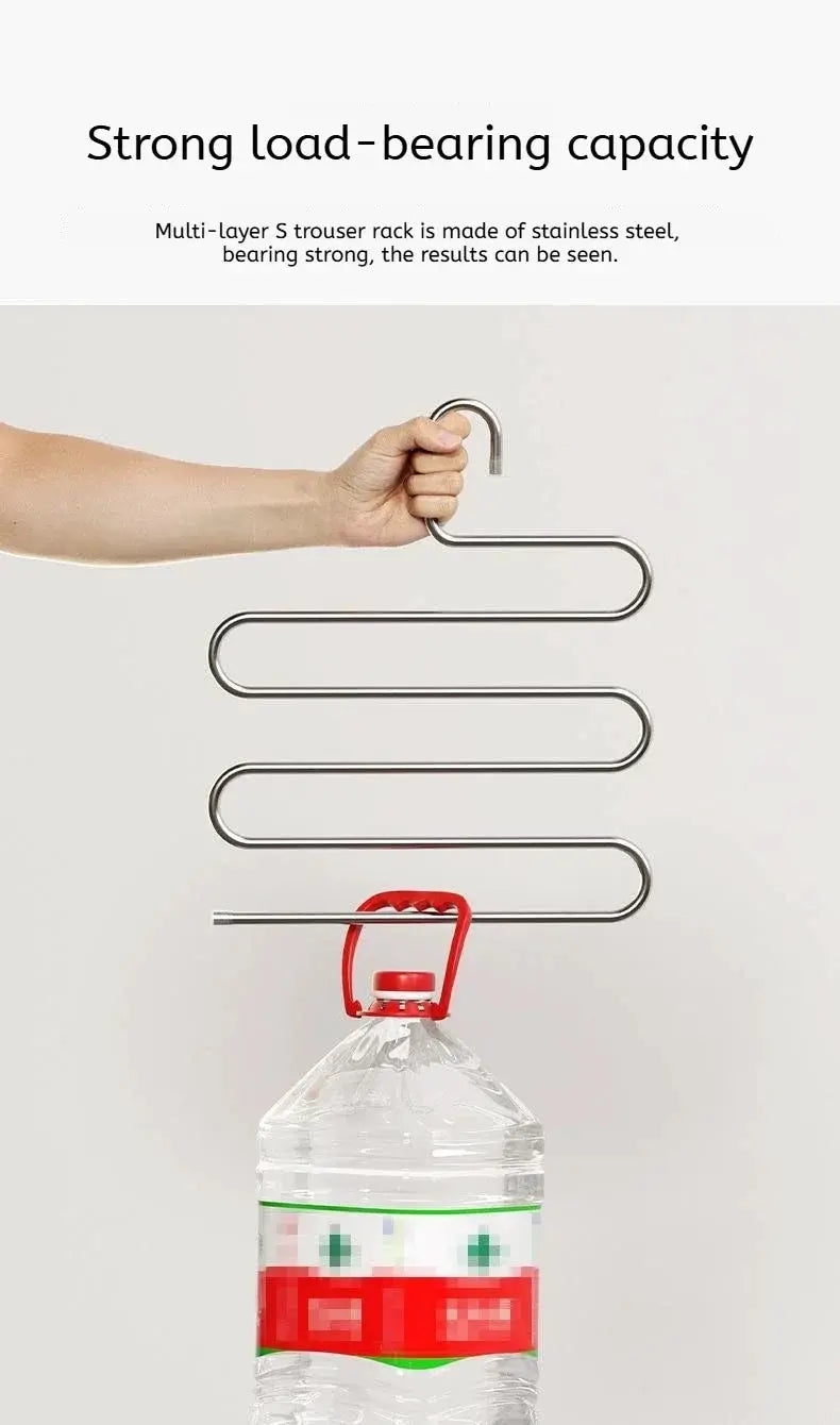 5-layer stainless steel clothes hanger rack, non-slip, multi-functional garment storage