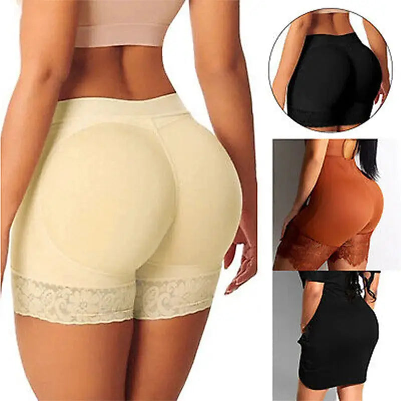 Suita Women Padded Seamless Hip Enhancer Panties With Removable Padding For Natural Lift And High Waist Tummy Control