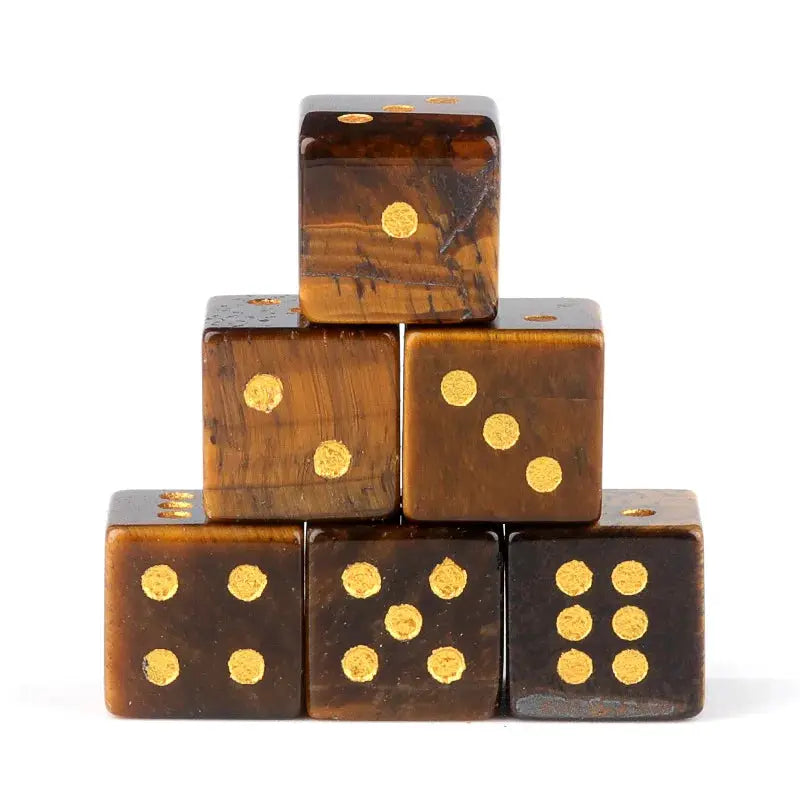 5 Piece Natural Stone Dice Set Amethyst Agate Tiger Eye 1.6cm Each Stone For Tabletop Games Wholesale