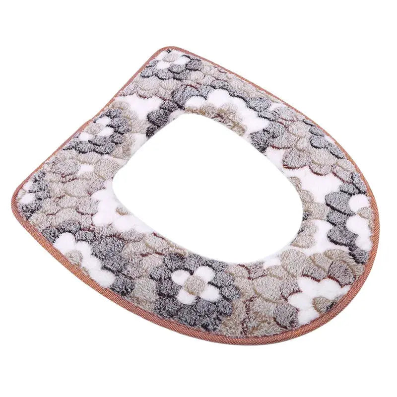 Toilet seat cover plush cushion by Simples Market; waterproof U-shaped, multicolor pattern