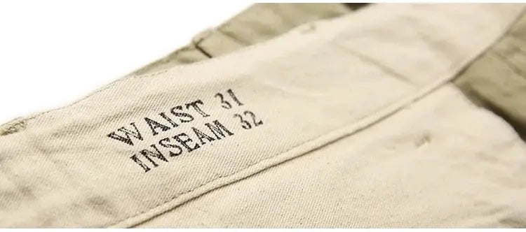 Rugged Bronson Army Chino Trousers waist 31 inseam 32 on khaki fabric