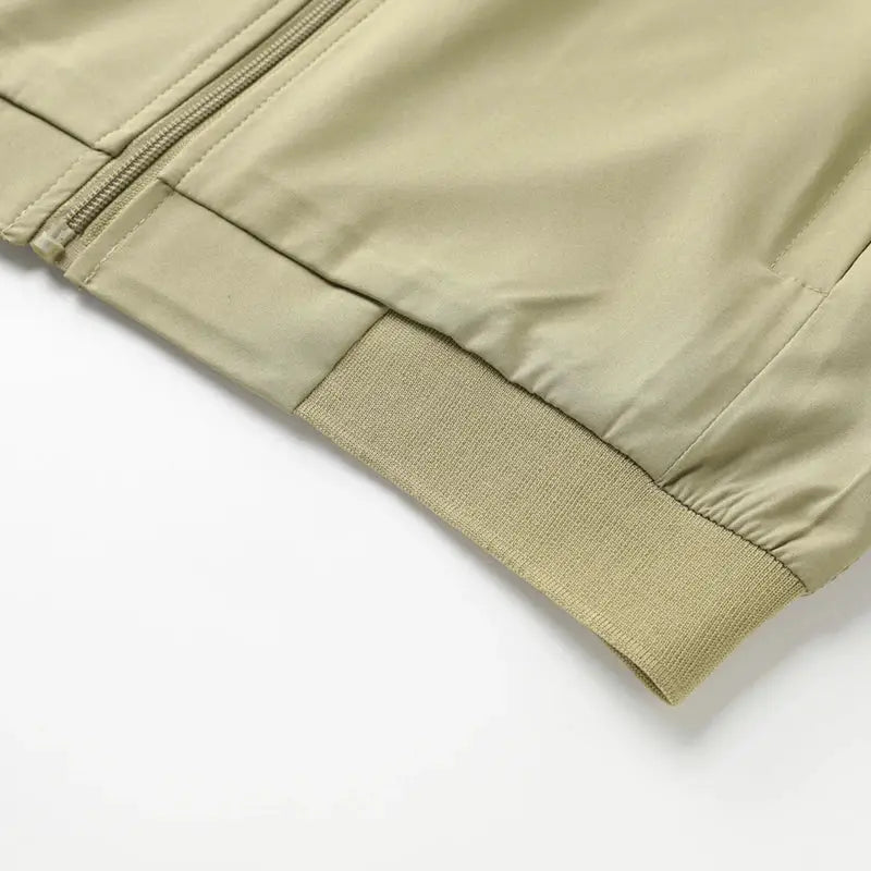 Simples Market beige lightweight jacket sleeve with zipper and ribbed cuff