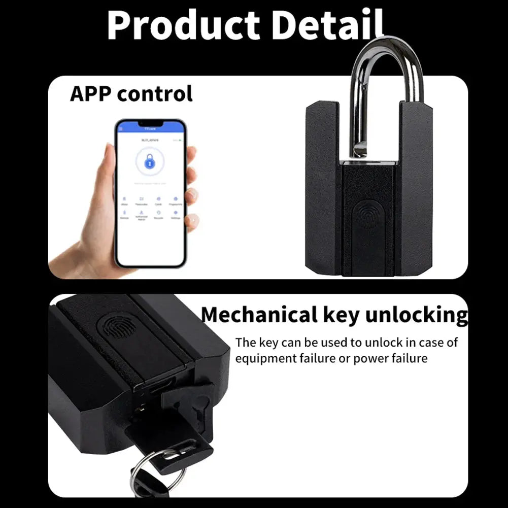 BBDHOME smart padlock with TTlock app control, fingerprint entry, IP67 waterproof for outdoor gym use.