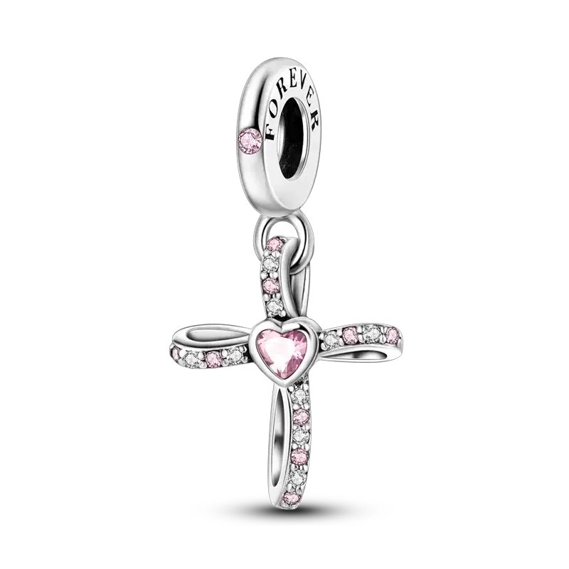 925 Sterling Silver Charms Bead Pink Butterfly Luminous Firefly Dangle Fit Bangle Bracelet Necklace DIY Jewelry