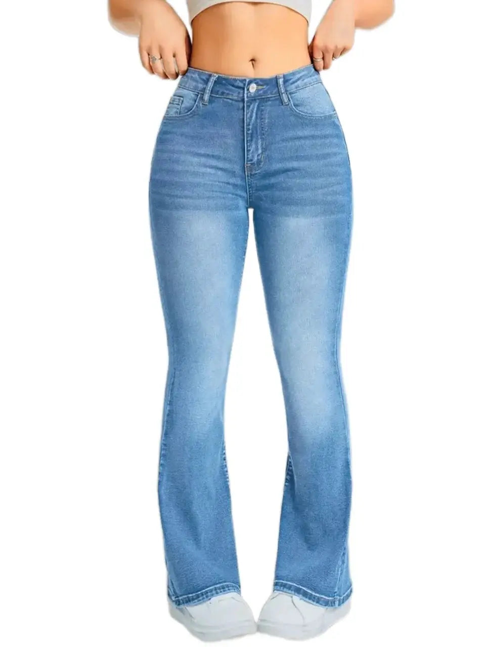 Womens Denim Trousers High Waist Wide Leg Streetwear Loose Fit
