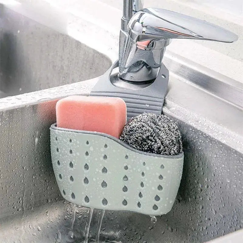 Kitchen Sink Hanging Draining Basket Adjustable Rubber Bag Soap Sponge Caddy Faucet Holder For Bathroom