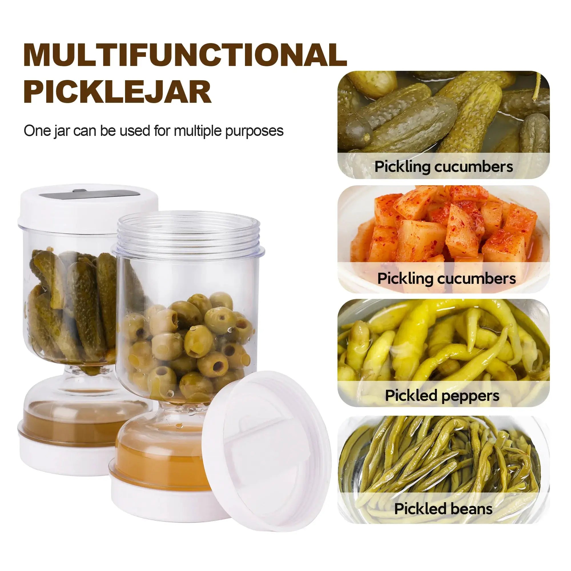 Olive And Pickle Strainer Jar With Hourglass Design Flip Mechanism For Airtight Food Storage